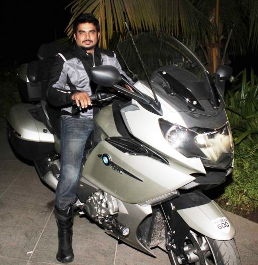 R. Madhavan riding his BMW K1600 GTL