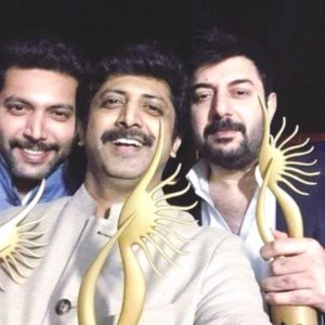 Arvind Swami Posing with His Award
