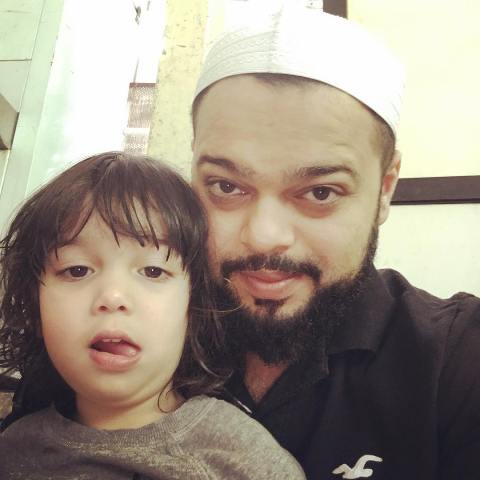 Farhan Azmi with his son