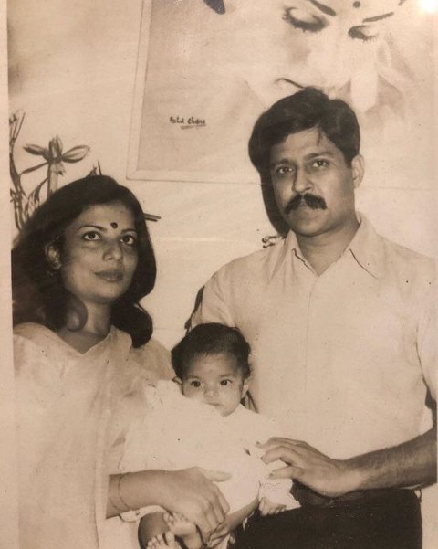 Madhu Chopra with her husband and daughter