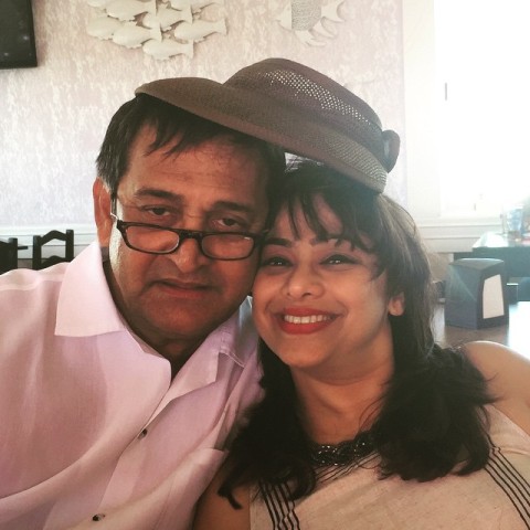Medha Manjrekar with her husband