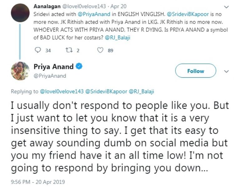Priya Anand's Tweet