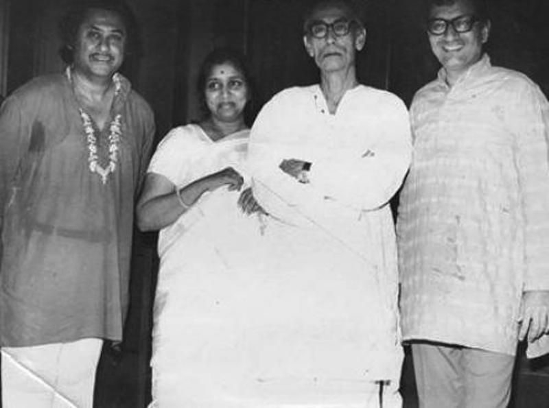 S. D. Burman with Kishore Kumar and Asha Bhosle