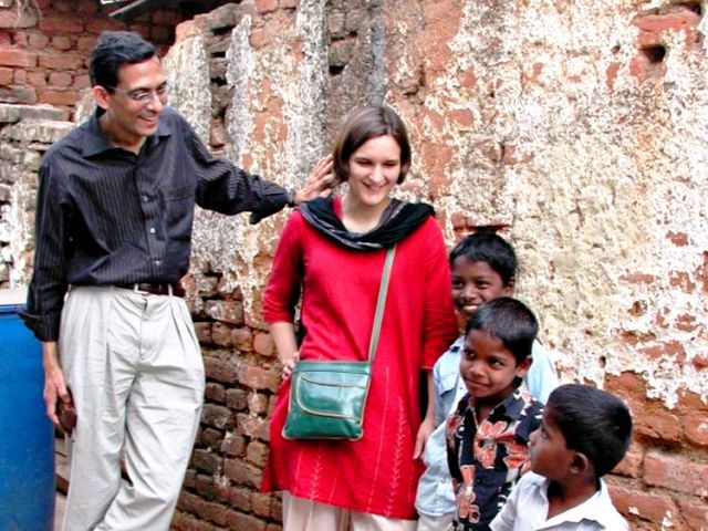 Abhijit Banerjee and Esther Duflo conducting a field experiment in India