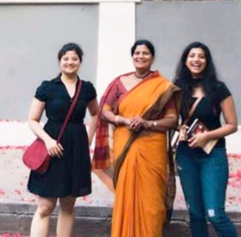 Amrapali Kata with her mother and sister