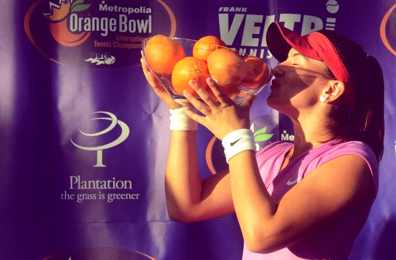 Bianca Andreescu after winning the Orange Bowl