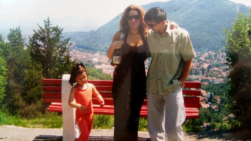Bianca Andreescu with her parents during her childhood