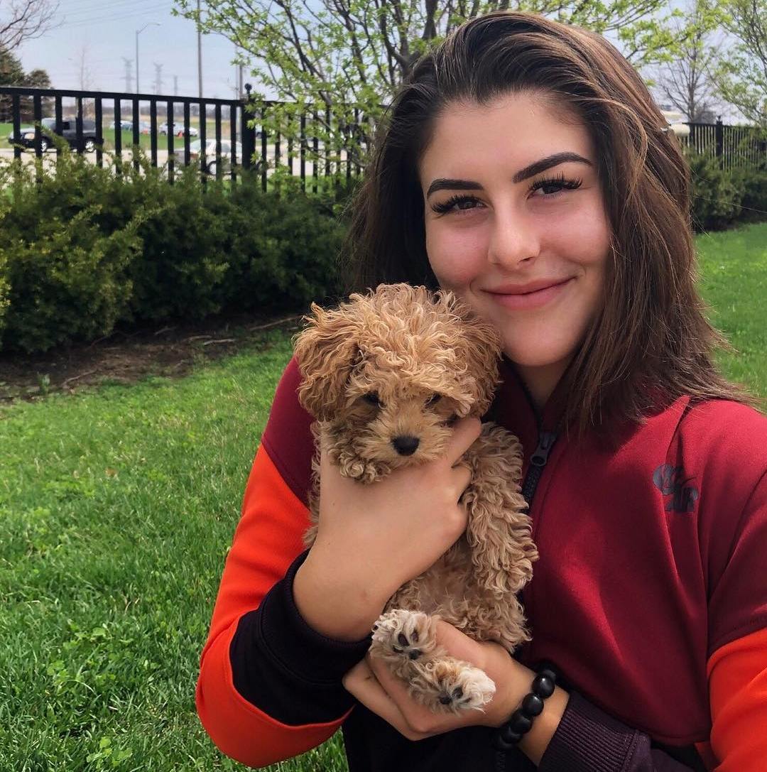 Bianca Andreescu with her pet dog Coco