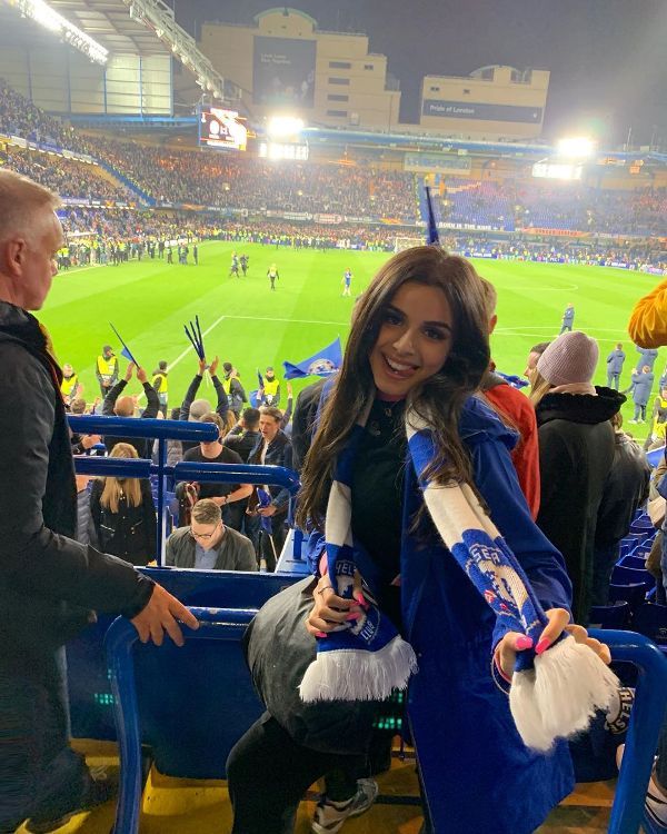 Celina Sharma supporting Chelsea F.C