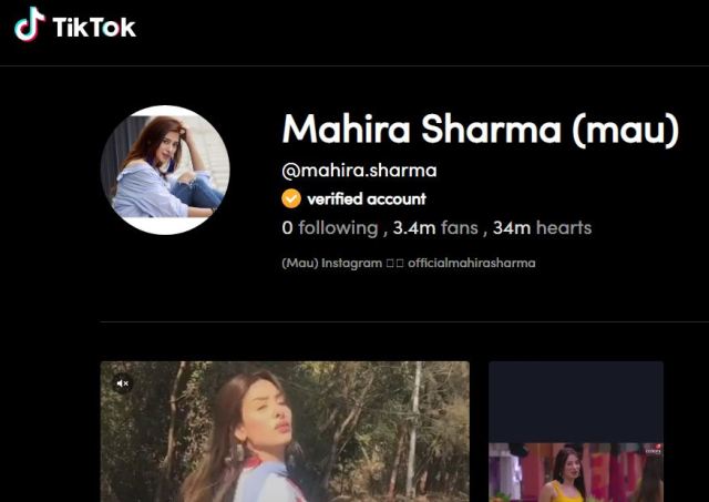 Mahira Sharma's TikTok Account