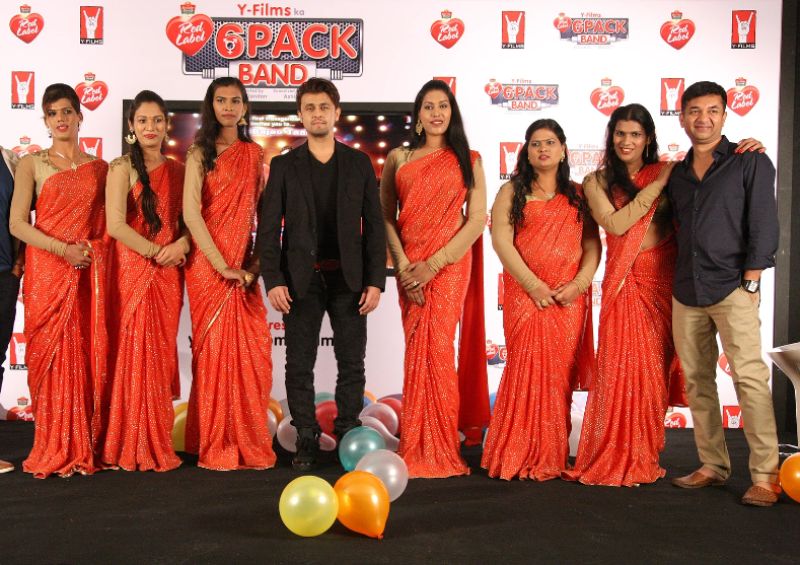 Members of 6 Pack Band with Sonu Nigam and Ashish Patil