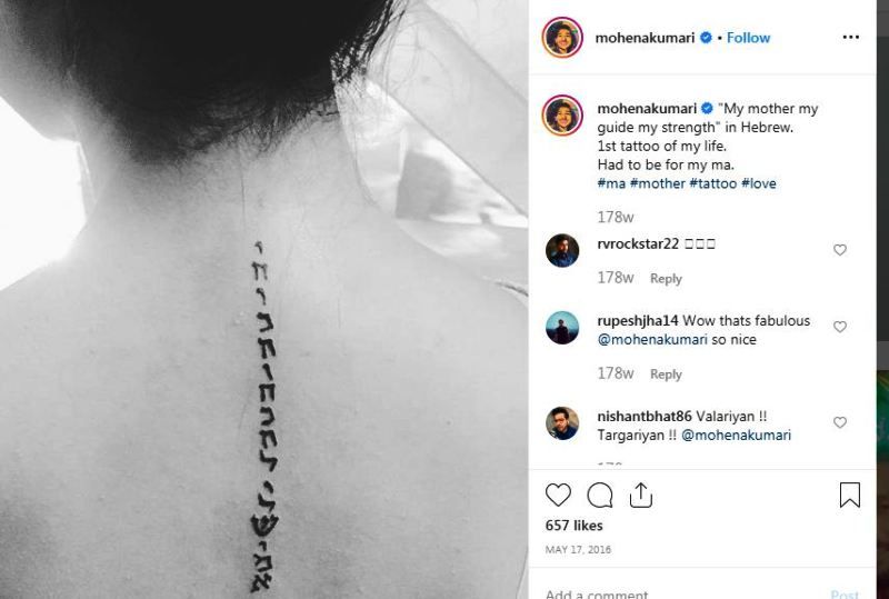 Mohena Singh's Tattoo