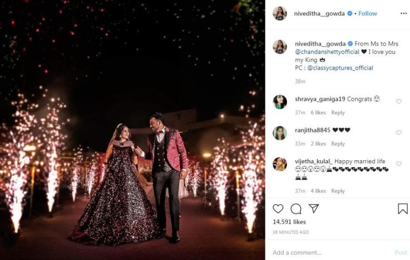 Niveditha Gowda's Instagram post about her marriage with Chandan Shetty
