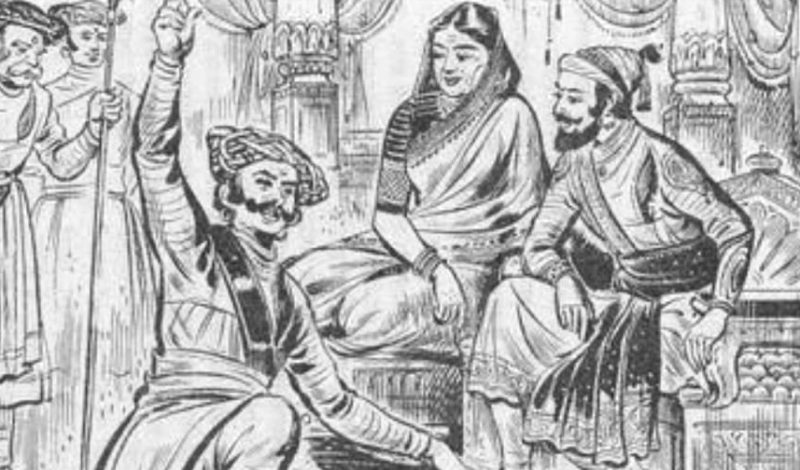 Sketch of Tanaji Malusare with Shivaji