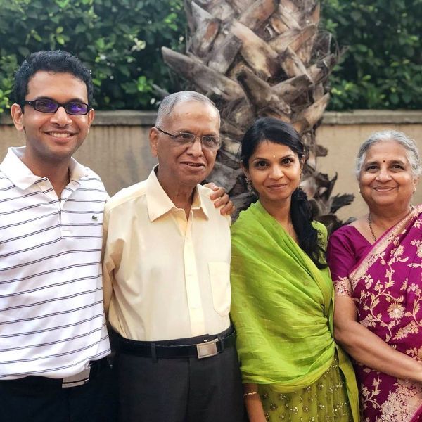 Akshata Murty with her parents and brother