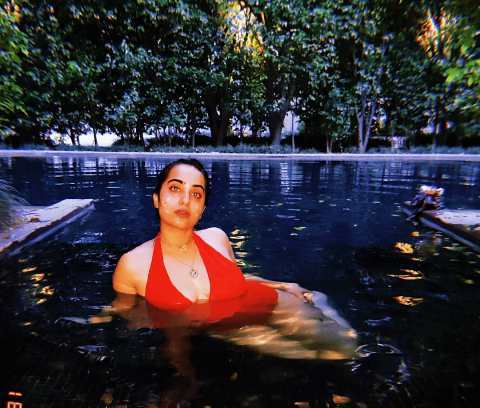 Kusha Kapila inside the pool