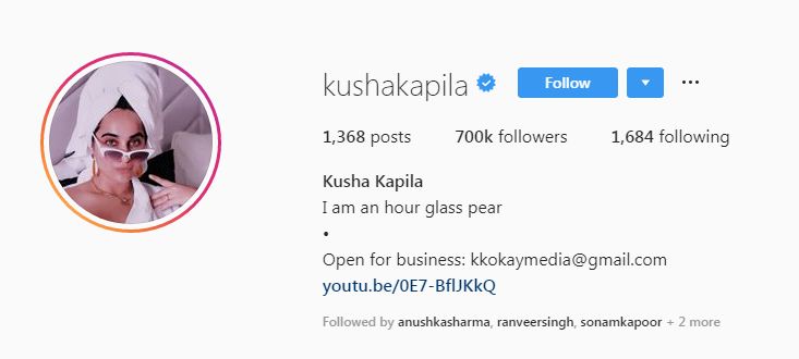 Kusha Kapila's instagram