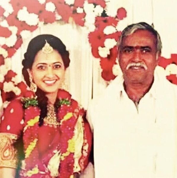 Lasya Manjunath with her Father