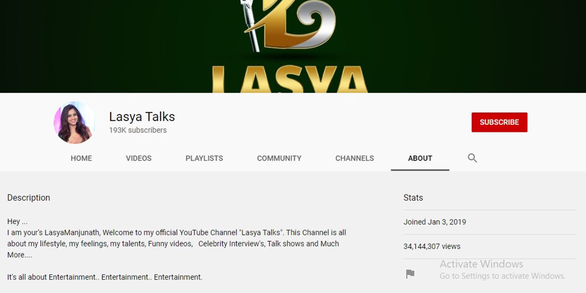 Lasya Talks- Lasya Manjunath's Youtube Channel