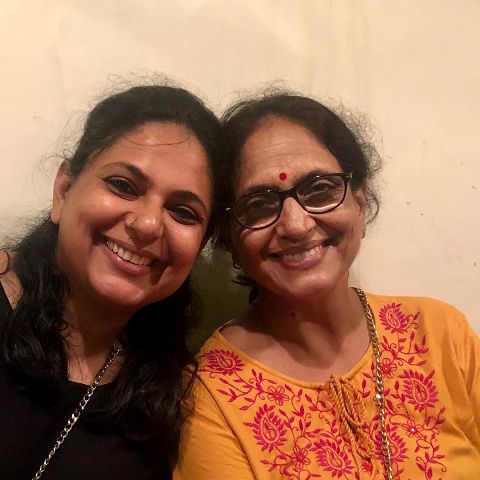 Richa Anirudh with her mother