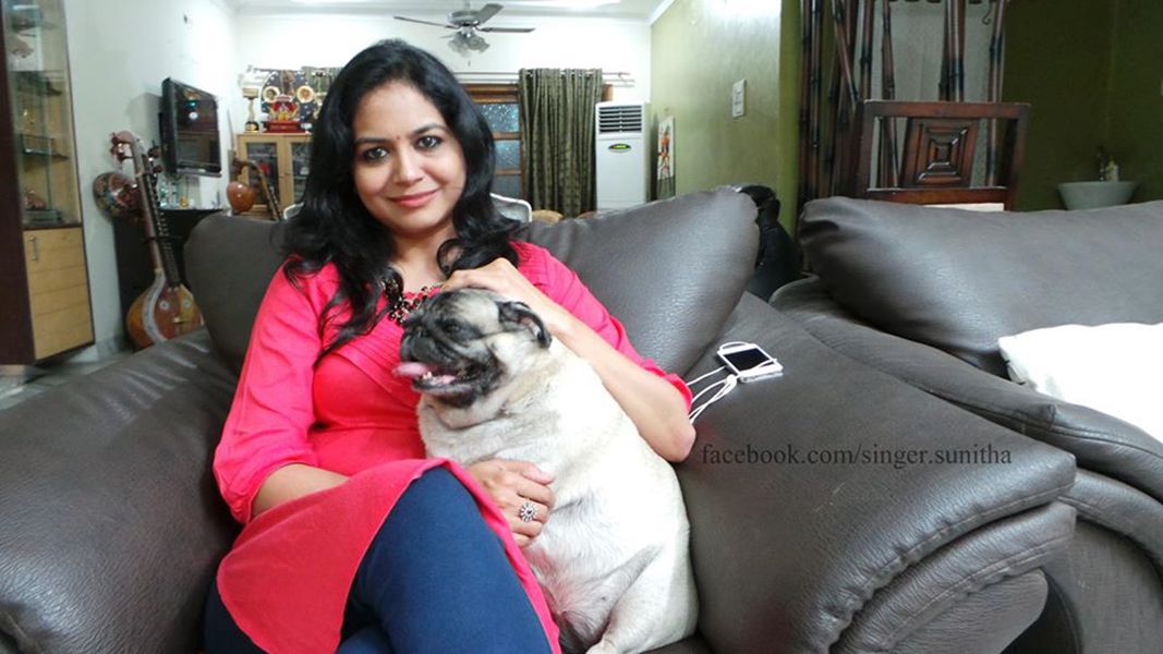 Sunitha Upadrashta with her dog snoopy