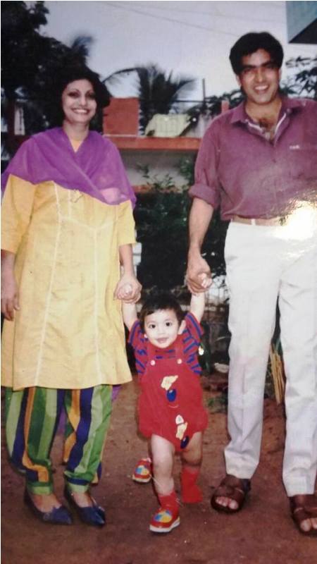 A Childhood Picture of Fahmaan Khan with His Parents
