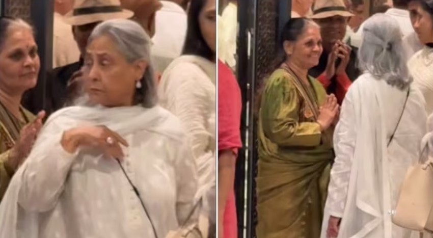 A still from the video in which Jaya can be seen lashing out at the elderly woman