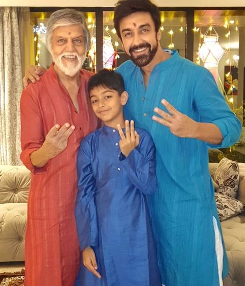 Ashish Chowdhry with his father and son