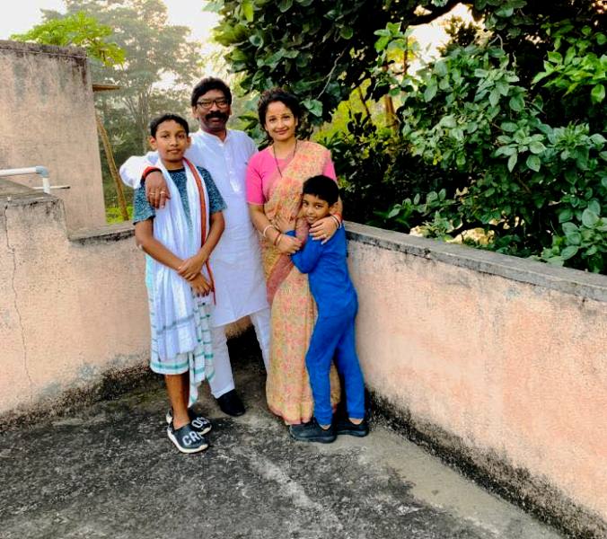 Kalpana Soren with her husband and their kids
