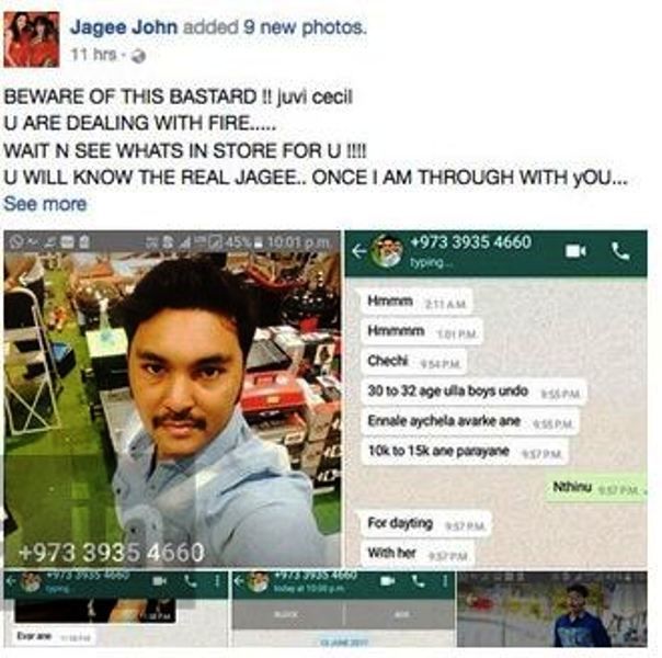 Jagee John's Facebook Post