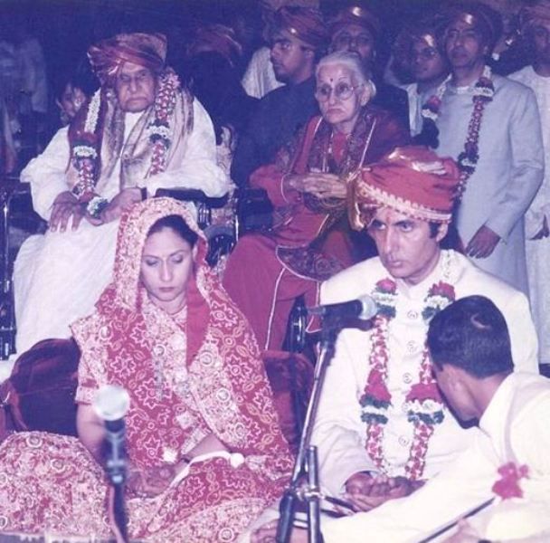 Jaya Bachchan with Amitabh Bachchan and Amitabh's Parents