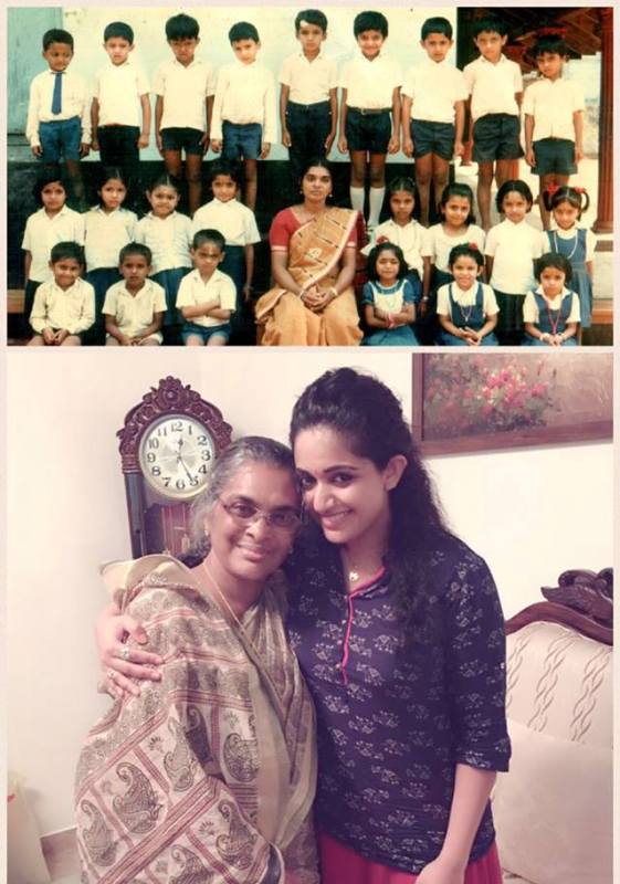 Kavya Madhavan during her school days and her teacher
