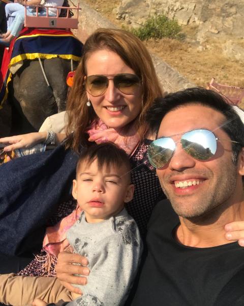 Kushal Punjabi with his wife and son