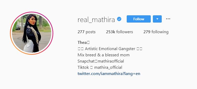Mathira's Instagram Profile