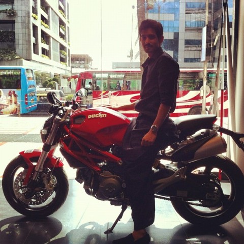 Vikrant Massey posing with his bike