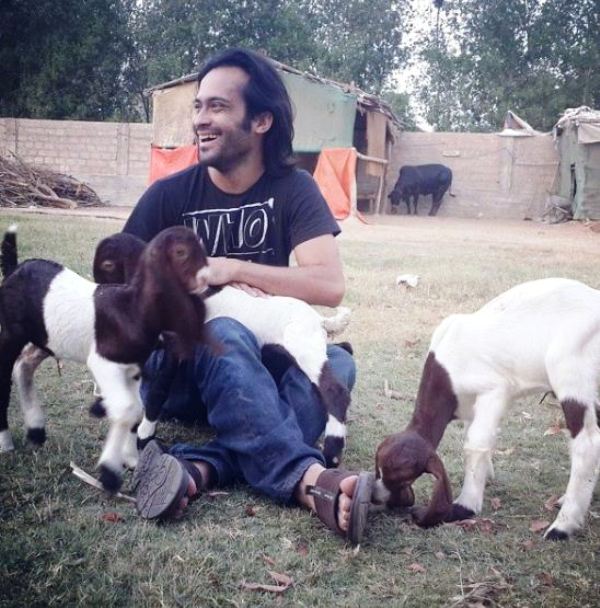 Waqar Zaka with Goats