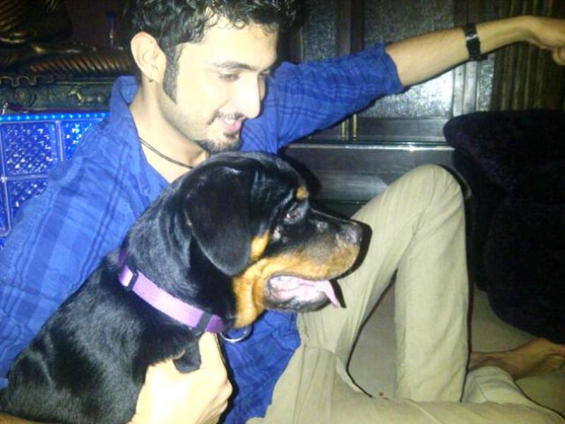 Aadil Khan with His Pet Dog