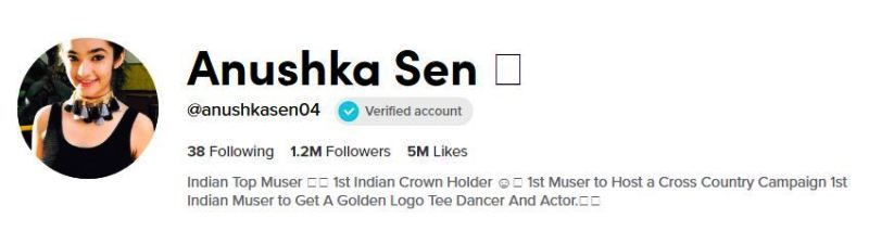 Anushka Sen's TikTok Account