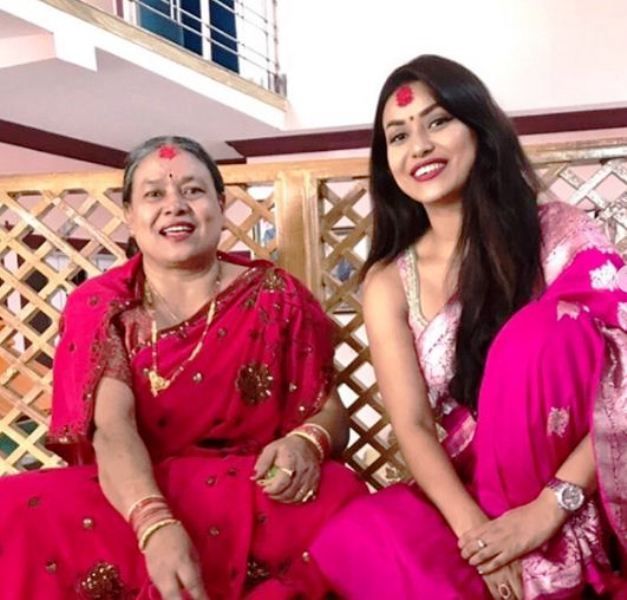 Malina Joshi with her Mother