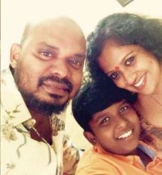 Manju Pathrose with her husband and her son