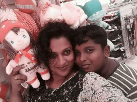 Manju Pathrose with her son