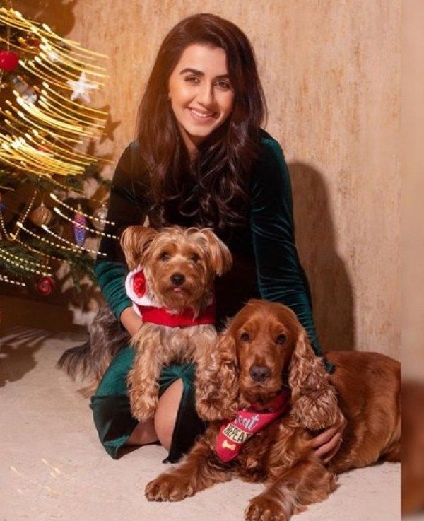 Nikki Galrani with her Pet Dogs