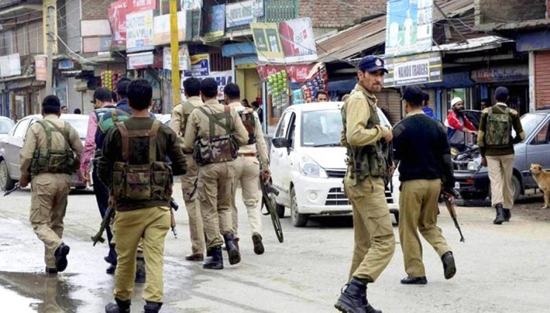 Police Patrolling in Mir Bazar Kulgam South Kashmir