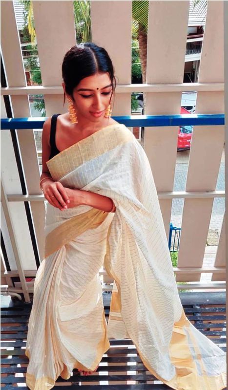 Reshma Rajan Wearing a Saree