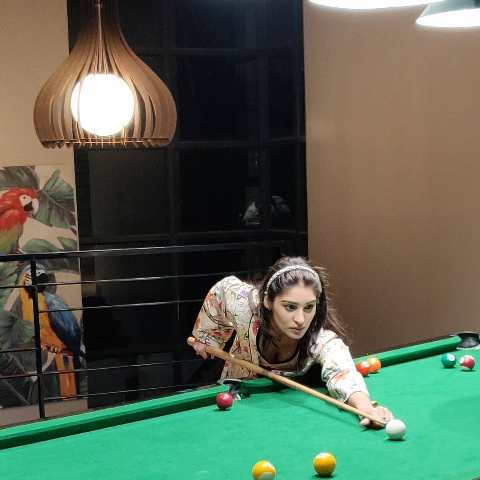 Yukti Thareja playing pool