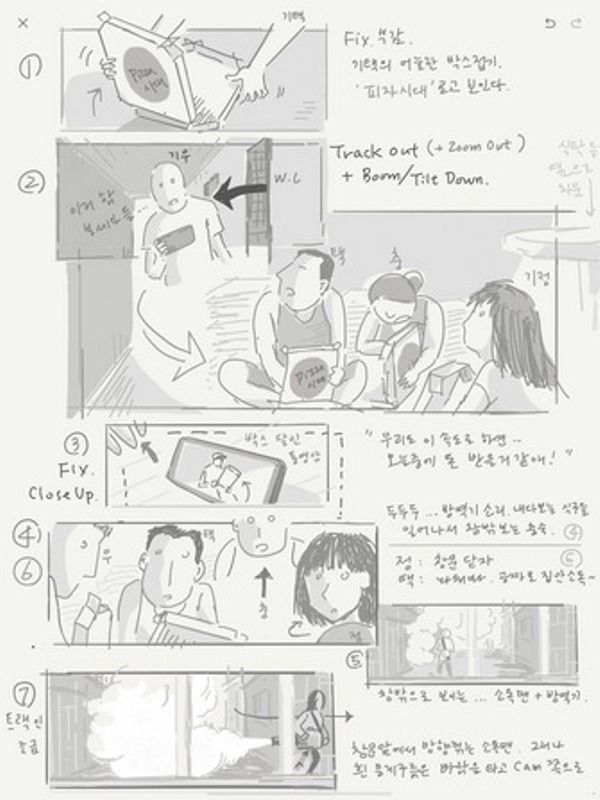 A Storyboard Sketched by Bong Joon-ho