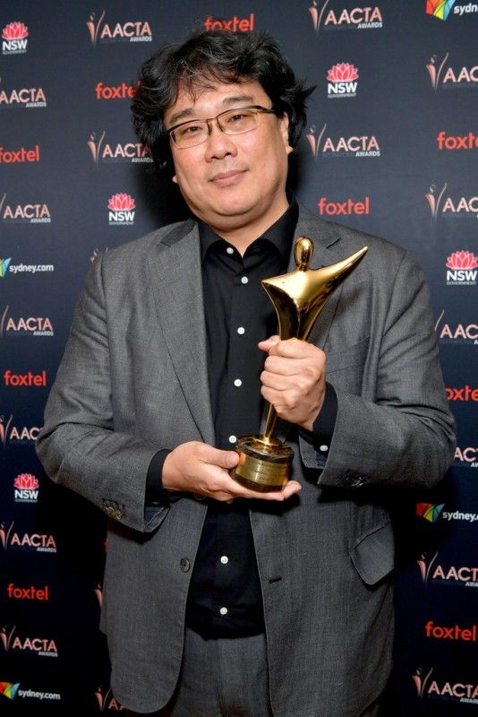 Bong Joon-ho with his Australian Academy of Cinema and Television Arts (AACTA) Award