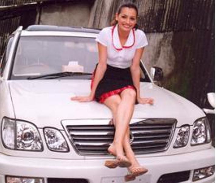 Dia Mirza Posing with her Car