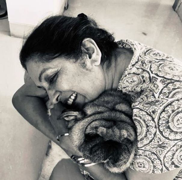 Neena Gupta with Her Pet Dog