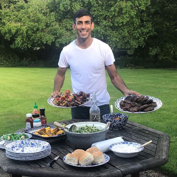 Rishi Sunak barbecuing on a holiday